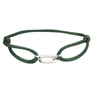 armband satijn zilver gerhodineerd met rubber/nylon/leer