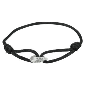 armband satijn zirkonia zilver gerhodineerd met rubber/nylon/leer