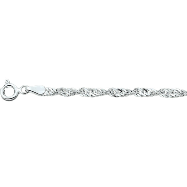 armband singapore 2,25 mm 18 cm zilver gerhodineerd - Afbeelding 2