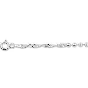 armband singapore en bolletjes 18 cm zilver gerhodineerd