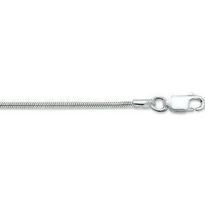 armband slang rond 1,6 mm 18 cm zilver gerhodineerd