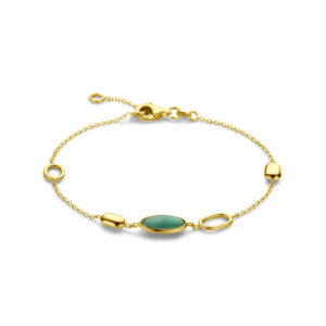 armband smaragd 17 - 19 cm 14K geelgoud