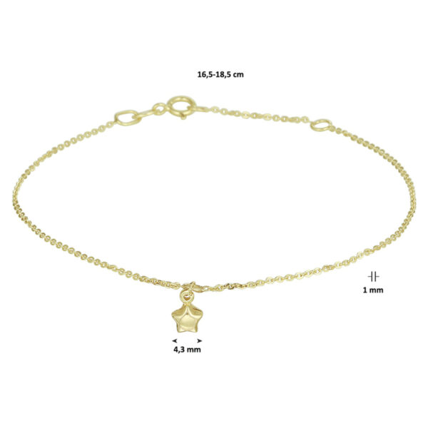 armband ster 16,5 - 18,5 cm 14K geelgoud - Afbeelding 3