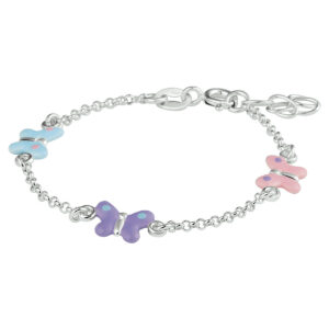 armband vlinder 13 + 2 cm zilver wit