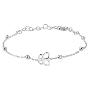 armband vlinder 13 + 3 cm zilver gerhodineerd