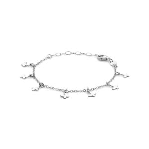 armband vlinders 13 + 3 cm zilver gerhodineerd
