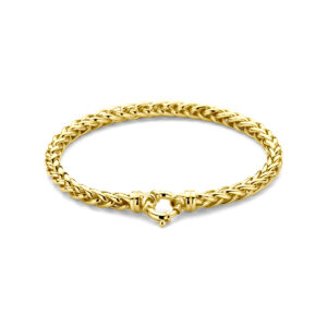 armband vossestaart 4,5 mm 20 cm met groot springslot Silgold (geel met zilverkern)