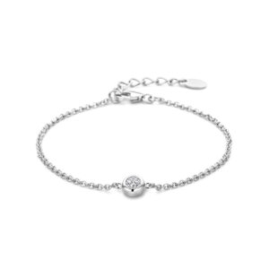 armband zirkonia 16,5 + 2,5 cm zilver gerhodineerd