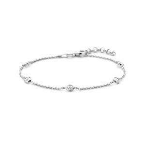 armband zirkonia 17 + 2 cm zilver gerhodineerd