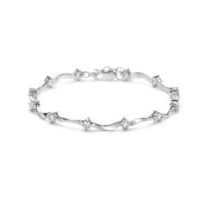 armband zirkonia 5,0 mm 18,5 cm zilver gerhodineerd