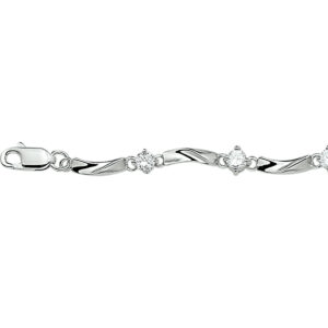 armband zirkonia 5,0 mm 18,5 cm zilver gerhodineerd