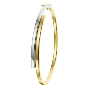 bangle scharnier 6,5 x 60 mm 14K bicolor goud geel/wit