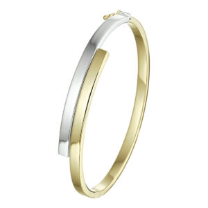 bangle scharnier 9 x 61,5 mm 14K bicolor goud geel/wit