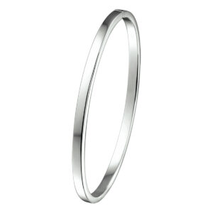 bangle scharnier massief vlakke buis 4 x 61 mm Silgold (wit met zilverkern)