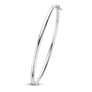 bangle scharnier ronde buis 3 x 60 mm 14K witgoud
