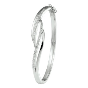 bangle scharnier zirkonia 11 x 60 mm zilver gerhodineerd