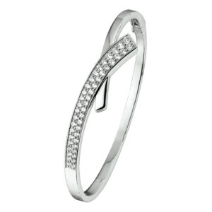bangle scharnier zirkonia 12 x 60 mm zilver gerhodineerd
