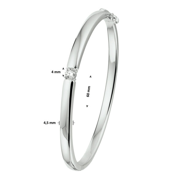 bangle scharnier zirkonia 4,5 x 60 mm zilver gerhodineerd - Afbeelding 3
