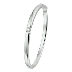 bangle scharnier zirkonia 4,5 x 60 mm zilver gerhodineerd