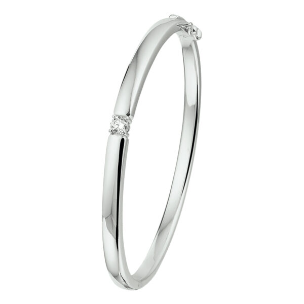 bangle scharnier zirkonia 4,5 x 60 mm zilver gerhodineerd