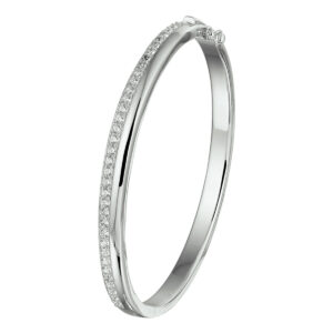 bangle scharnier zirkonia 5,5 x 58,5 mm zilver gerhodineerd