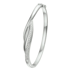 bangle scharnier zirkonia 9 x 60 mm zilver gerhodineerd