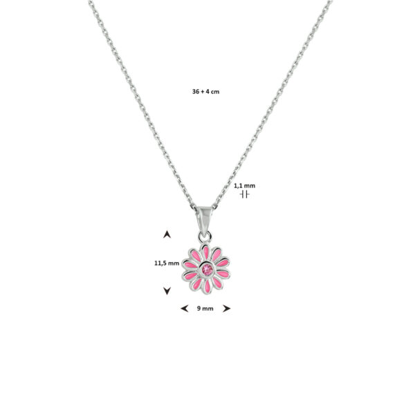 collier bloem zirkonia 36 + 4 cm zilver gerhodineerd - Afbeelding 2