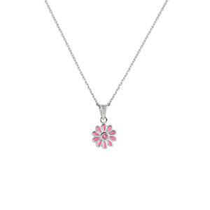 collier bloem zirkonia 36 + 4 cm zilver gerhodineerd