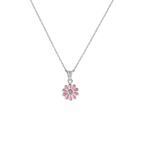 collier bloem zirkonia 36 + 4 cm zilver gerhodineerd