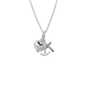collier geloof, hoop en liefde 41 + 4 cm zilver gerhodineerd