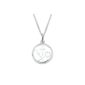 collier geloof, hoop en liefde 41 + 4 cm zilver gerhodineerd