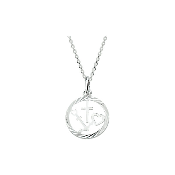 collier geloof, hoop en liefde 41 + 4 cm zilver wit