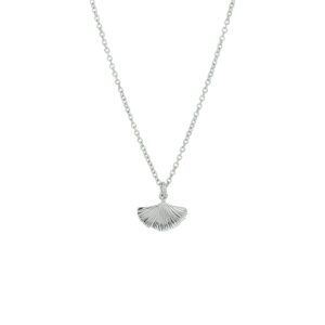 collier ginkgo blad 41 + 5 cm zilver gerhodineerd