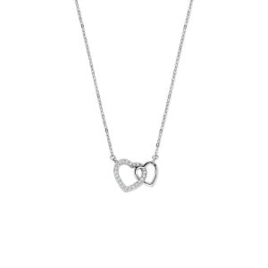 collier hartjes zirkonia 41 - 43 - 45 cm zilver gerhodineerd