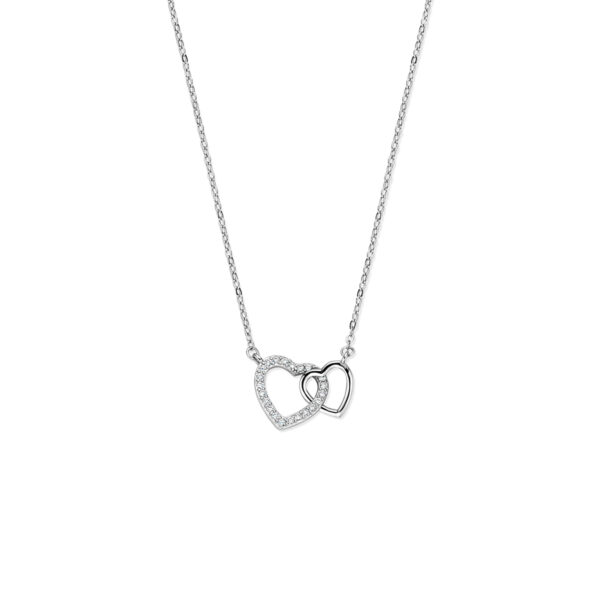 collier hartjes zirkonia 41 - 43 - 45 cm zilver gerhodineerd