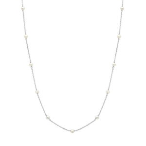 collier parels 41 + 4 cm zilver gerhodineerd
