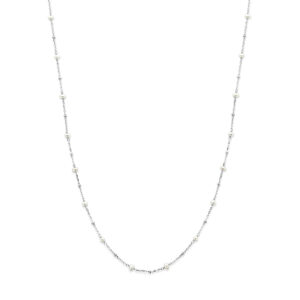 collier parels 41 + 4 cm zilver gerhodineerd