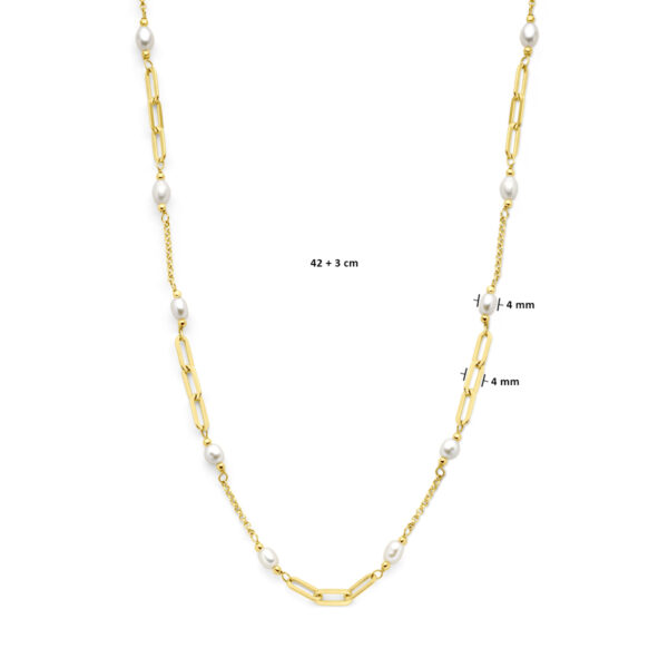 collier parels 42 + 3 cm 3 micron zilver verguld (geel) - Afbeelding 4