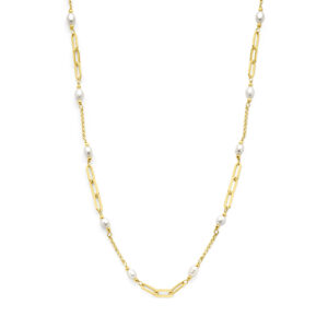 collier parels 42 + 3 cm 3 micron zilver verguld (geel)