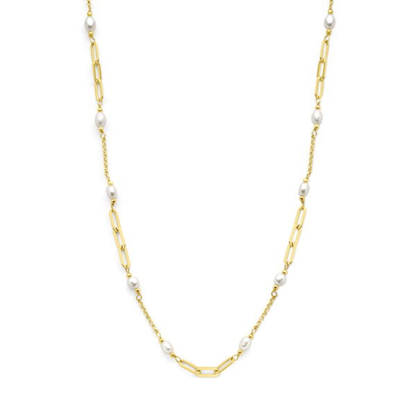 collier parels 42 + 3 cm 3 micron zilver verguld (geel)