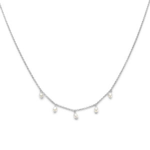 collier parels 42 + 3 cm zilver gerhodineerd