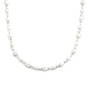 collier parels 43 + 4 cm zilver gerhodineerd