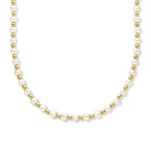 collier parels en bolletjes 3,3 mm 41 + 4 cm 14K geelgoud