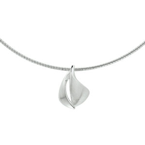 collier poli/mat 42 + 3 cm zilver gerhodineerd