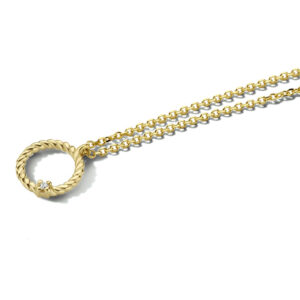 collier rondje diamant 41 - 43 - 45 cm 0.01ct g si 14K geelgoud
