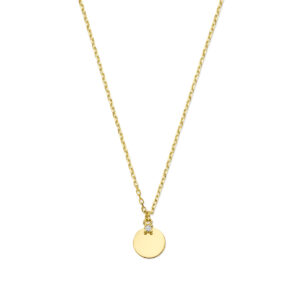 collier rondje en zirkonia 40 - 42 - 44 cm 14K geelgoud