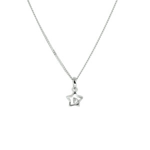 collier ster zirkonia 36 + 4 cm zilver gerhodineerd
