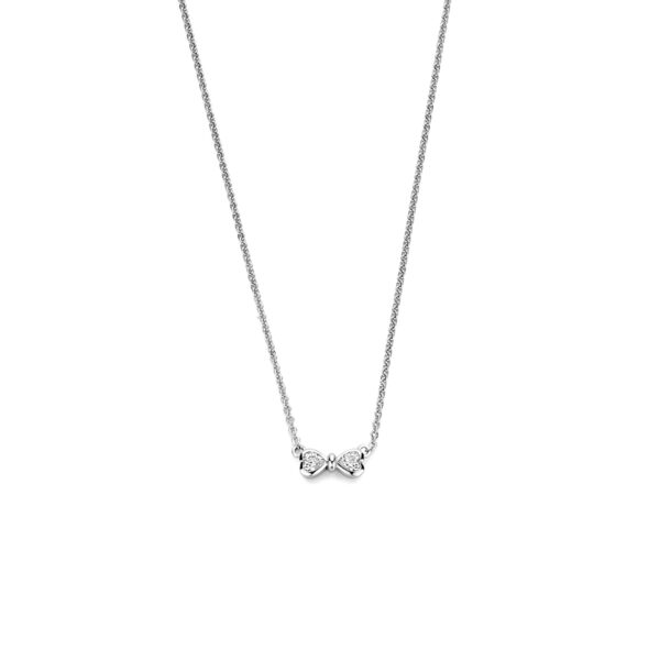collier strik zirkonia 42 - 45 cm zilver gerhodineerd