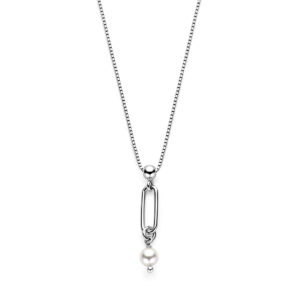 collier swarovski parel 42 + 3 cm zilver gerhodineerd