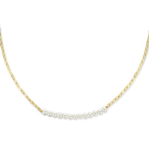 collier synth. parel 40 + 5 cm 1 micron zilver verguld (geel)